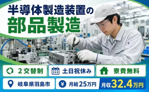 半導体製造装置の部品製造、始めてみませんか？＜岐阜県羽島市＞2交替制
