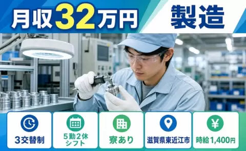 製造、始めてみませんか？＜滋賀県東近江市＞未経験OK・寮完備