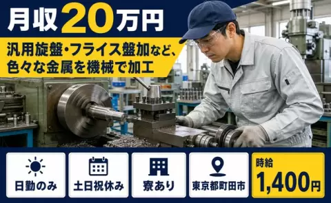 ＜東京都町田市＞汎用旋盤・フライス盤加など、色々な金属を機械で加工／寮完備