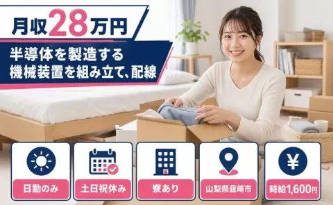 半導体を製造する機械装置を組み立て、配線＜山梨県韮崎市＞韮崎駅・土日祝休み